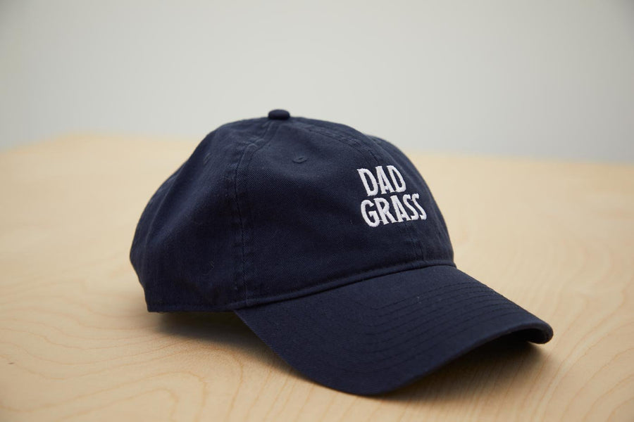 Dad Grass Black Embroidered Hat Side View