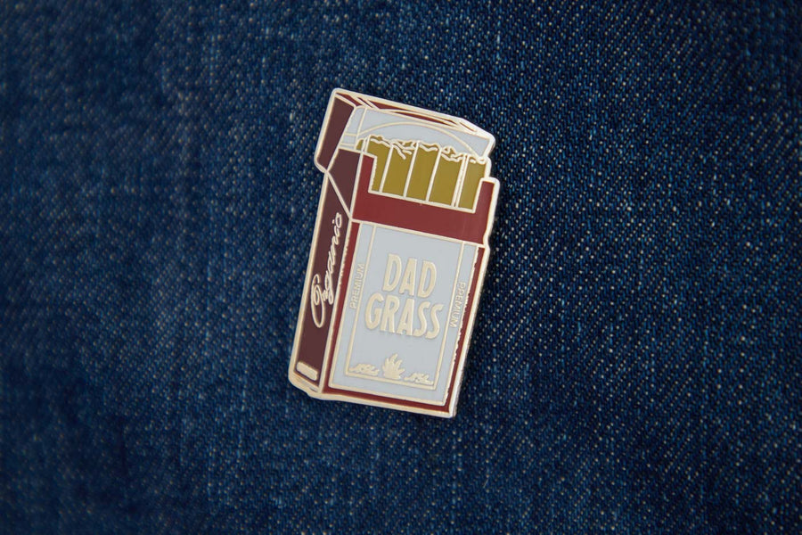 Dad Grass Pack Pin on denim